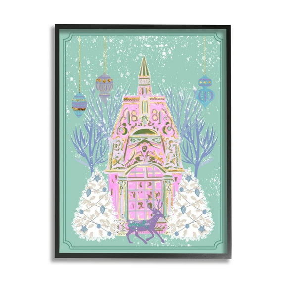 Stupell Industries Pastel Holiday Snowy Architecture Graphic Art Black Framed Art Print Wall Art, Design by Melissa Wang