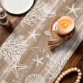thumbnail image 2 of Brown Coastal Cotton Linen Table Runner for Dining Kitchen, Summer Beach Nautical Starfish Coral Vintage Wedding Outdoor Party Tablerunners, Dresser Scarf Coffee Tablecloth Runners 13x70 Inches, 2 of 9