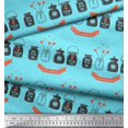 thumbnail image 3 of Soimoi Blue polyester Crepe Fabric Jar & Happy Valentine Day Text Print Sewing Fabric Yard 52 Inch Wide, 3 of 3