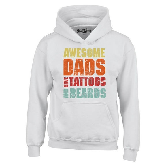 Shop4Ever Men's Awesome Dads Have Tattoos and Beards Hooded Sweatshirt Hoodie XX-Large White