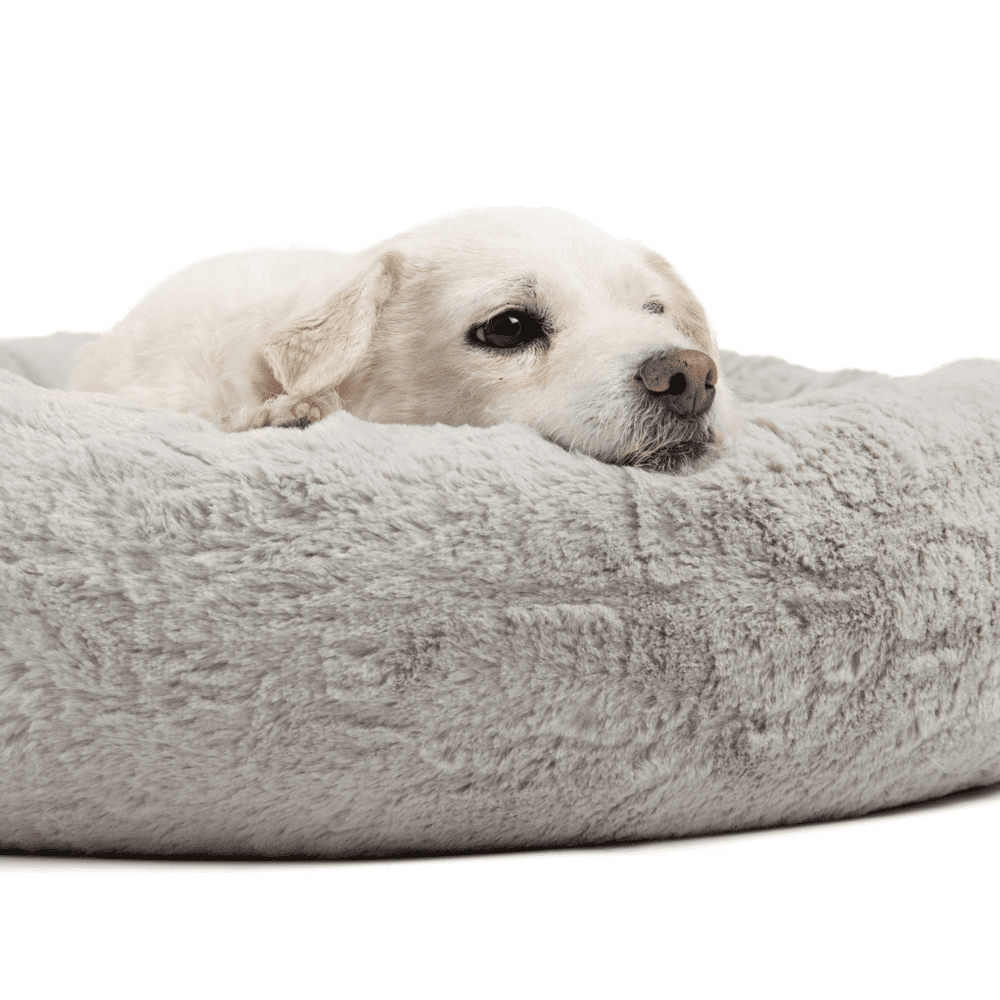Best Friends by Sheri Donut Cuddler Lux Fur Pet Dog Bed, 30"x30" Gray