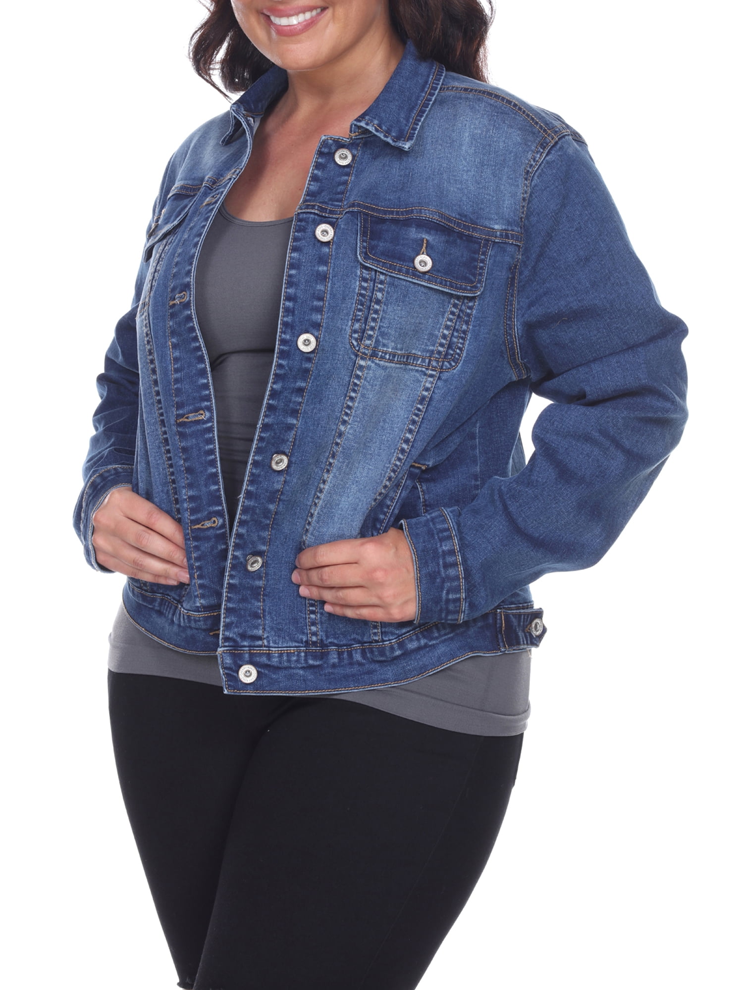 plus size white jean jacket