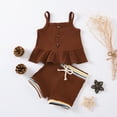 thumbnail image 2 of Youmylove Two Piece Girls Outfits Tops Girls Shorts Solid Outfits Baby Suspenders Dress Set Stripe Girls Outfits Set, 2 of 4