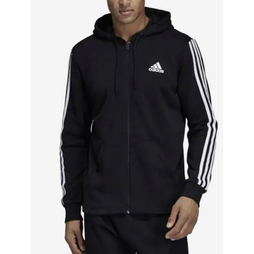 Adidas - Adidas Athletics 3 Stripe Full-Zip Hoodie, Black, Medium