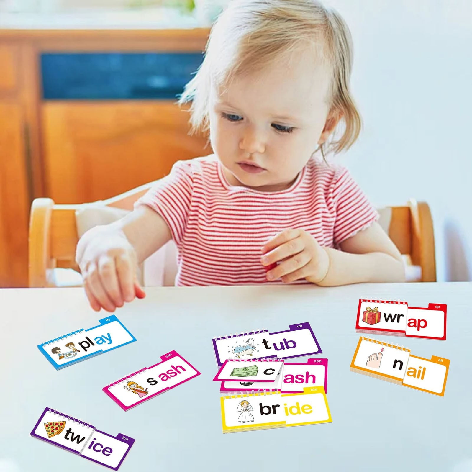 30 Read and Rhyme Flip Books,Word Family Build Book,Learn to Read Phonics Flash Cards,Sight Words Flash Cards for Classroom Homeschool Preschool Learning Activity