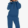 thumbnail image 5 of BiZtdJrK Womens 2 Piece Outfits Oversized Half Zip Hoodie and Baggy Cinch Bottom Sweatpants Track Suits Fashion Solid Color Lounge Sweatsuit Sets Blue L on Sale Clearance 2025, 5 of 9