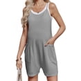 thumbnail image 3 of Maternity Women Solid Color Sleeveless Overalls Casual Loose Jumpsuit Shorts, 3 of 6