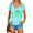 Blue, variant on Womens White Viridian Sheen Clever Script Print V Neck Short Sleeve T-Shirt Biotite Upland Trail Leisure Attire S-5XL Tops