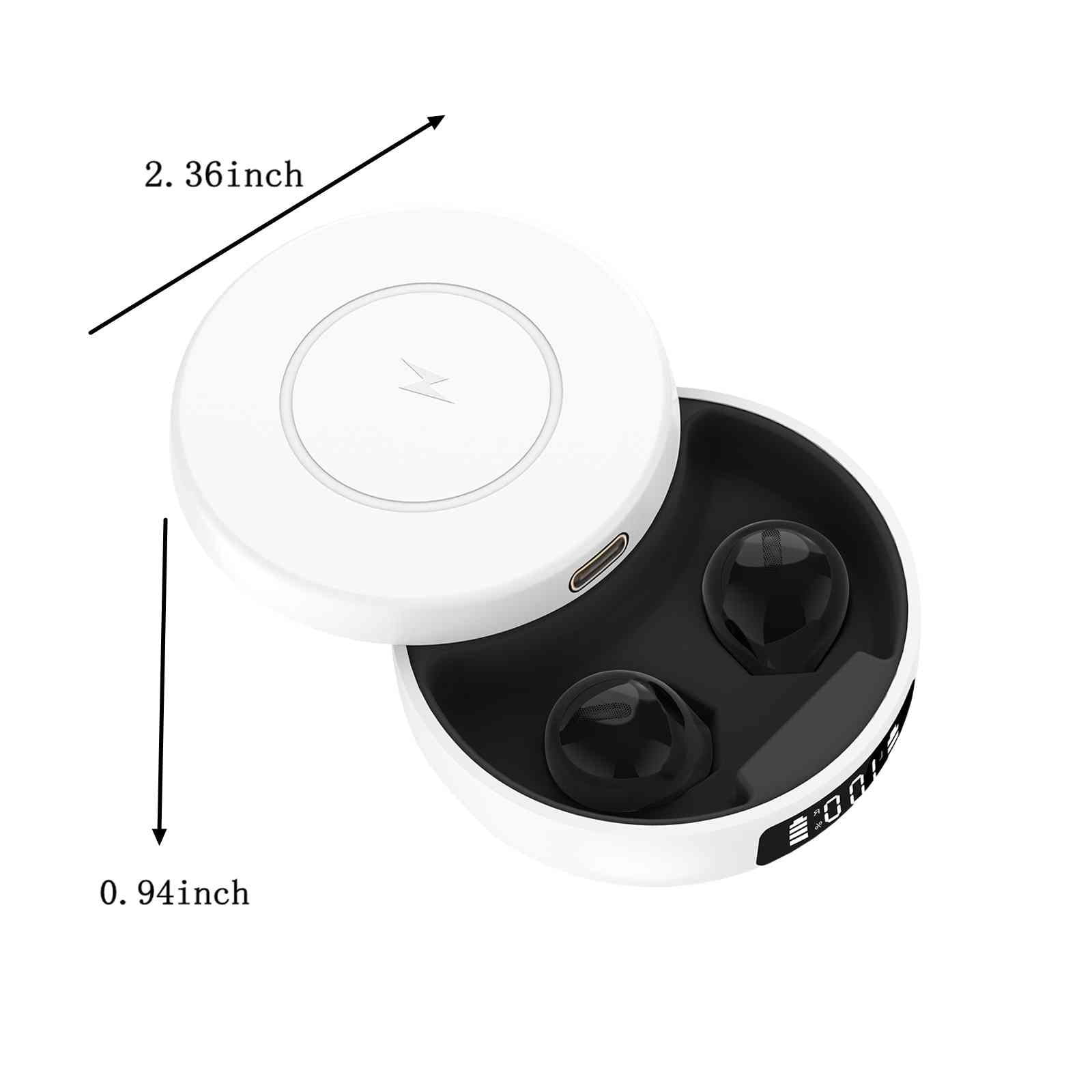 Bluetooth Headphones True Wireless Earbuds 60H Playback LED Power Display Earphones with Wireless Charging Case IPX5 Waterproof in-Ear Earbuds with Mic for TV Smart Phone Laptop Computer Sports,Black