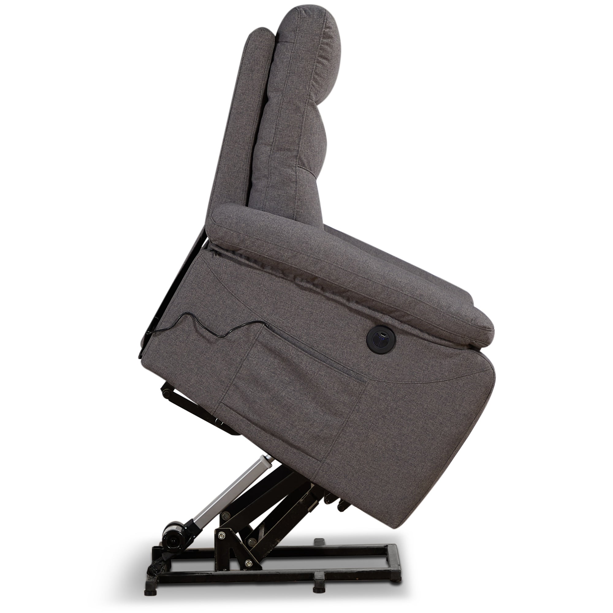 Aukfa Power Lift Recliner Chair with Massage&USB Port for Adult, 2 Side Pockets, Linen, Gray