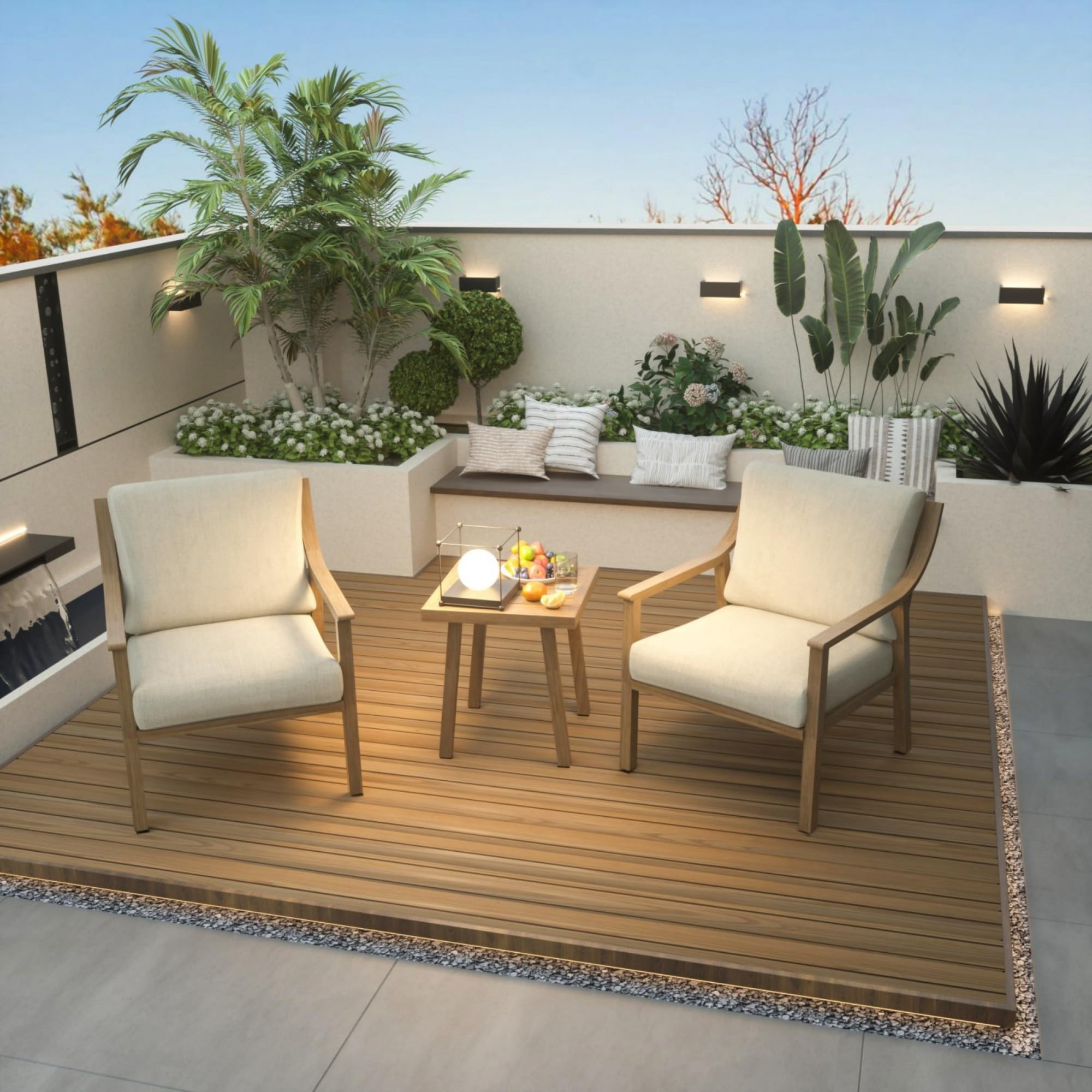 Patio Single Sofa Chair Outdoor Aluminum Armchair with Thick Cushion Waterproof Outdoor Seating for Porch Deck Backyard Balcony, Beige