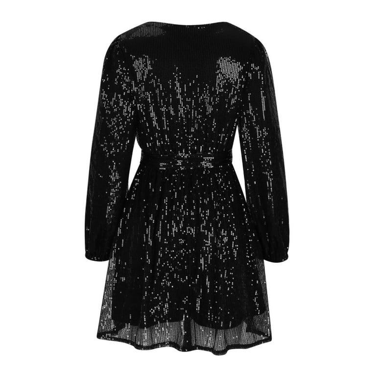 black sparkly long sleeve hoco dress Black Long Sleeve Glitter Bodycon Homecoming Dresses