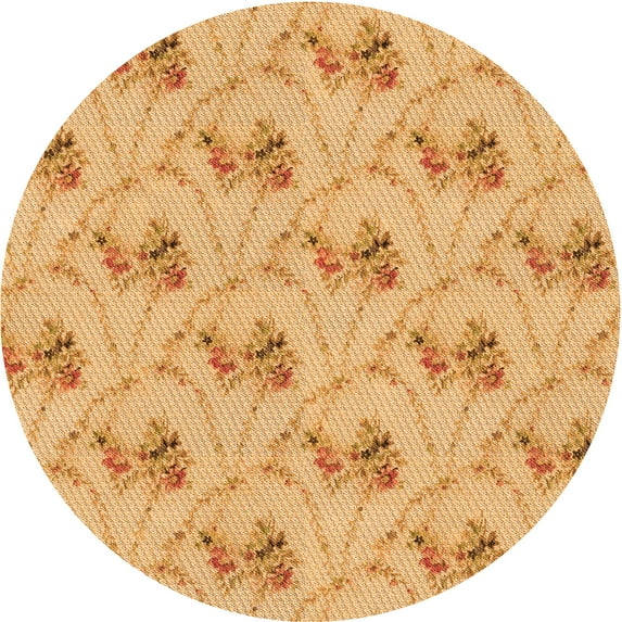 Ahgly Company Indoor Round Patterned Pumpkin Orange Area Rugs, 4' Round