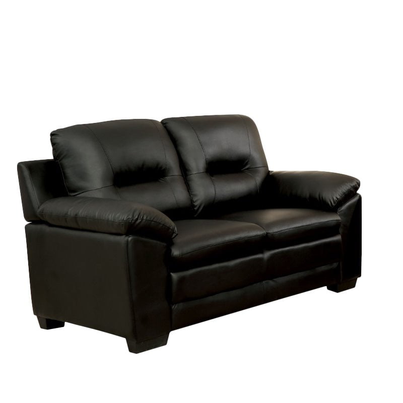 Furniture of America Pallan Contemporary Faux Leather Tufted Loveseat ...
