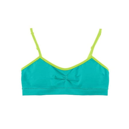 19585650791 Girls Seamless Molded Cup Wirefree Bra, White Plus True Teal & Lime Punch - Small - Pack of