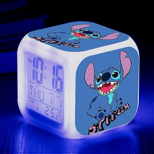 Disney Stitch Alarm Clocks Night Light Color Change 7 Led Desk Home Decor Anime Lilo&stitchs Stich Kids Cartoon Birthday Gift