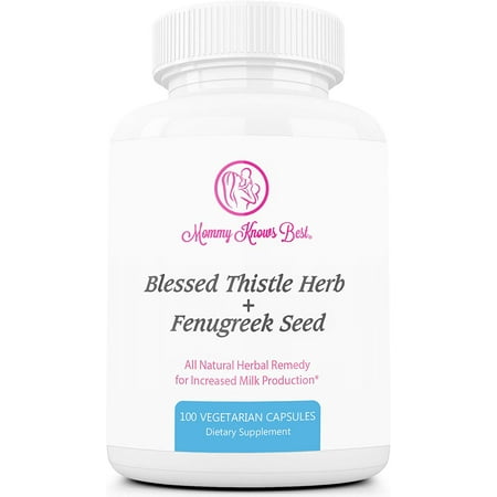 Mommy Knows Best Fenugreek and Blessed Thistle Lactation Aid Support Supplement for Breastfeeding (Best Fenugreek Brand For Breastfeeding)