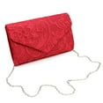 thumbnail image 3 of Premium Lace Paisley Floral Fabric Satin Envelope Flap Clutch Evening Bag, 3 of 5