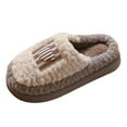 thumbnail image 1 of Gubotare Pantoufles Duveteuses Femmes Pantoufles pour Femmes Pantoufles Rétro Douces en Peluche Chaudes Pantoufles à Enfiler Confortables pour Intérieur Extérieur Taille 7 (Coffee,7), 1 of 6