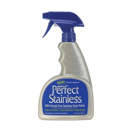 HOPE'S Perfect Stainless Steel Cleaner and Polish, 22 Fl Oz Streak-Free Self-Polishing Formula, Blocks Fingerprints on Appliances, Grill, Oven, Stove, and Dishwasher Cleaner, 1 Pack