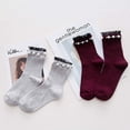 thumbnail image 4 of Calcetines de algodón para mujer calcetines con volantes calcetines de encaje con perlas de color sólido 11 Feliz Sencillez, 4 of 5
