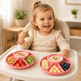 thumbnail image 6 of ABCISI Portion Control Plates , 4 Section Divided Plates for Adults, Reusable Plastic Dinner Trays, Meal Prep Plates for Camping, Picnic, School, Outdoor Use, 9 Inch, Pink Round, 2Pcs, 6 of 7