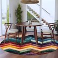 thumbnail image 3 of Round Rugs 5Ft, Vintage Waves Stripe Round Area Rug Washable Indoor Throw Carpet, Colorful Abstract Art Soft Non Slip Circle Rug for Cabinet Bathroom Home Decor Aesthetic, 3 of 8