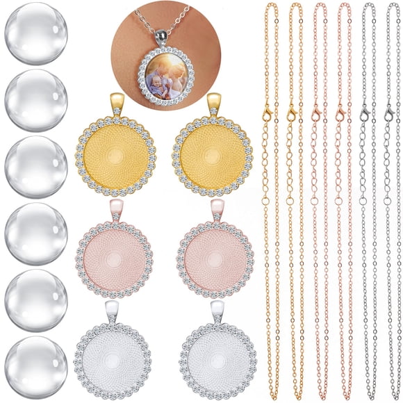 18 bandejas colgantes OIIKI con diamantes de imitación, 3 colores, 32,7 mm
