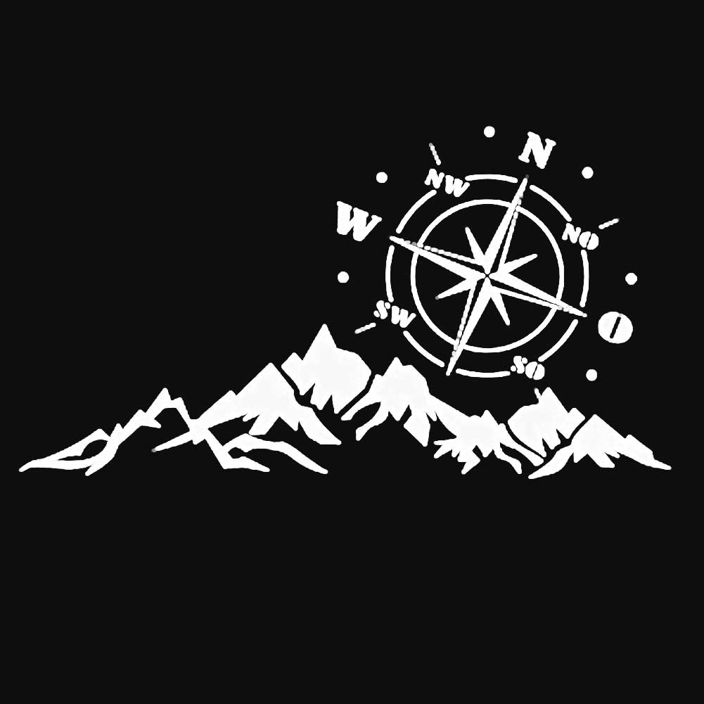 Walbest Car Decals Compass with Mountain Stickers Waterproof Vinyl Hood Decal/Car Window Stickers/Auto Graphics Body Side 1 PCS Car Stickers for Wrangler SUV Decoration (White) - image 2 of 6
