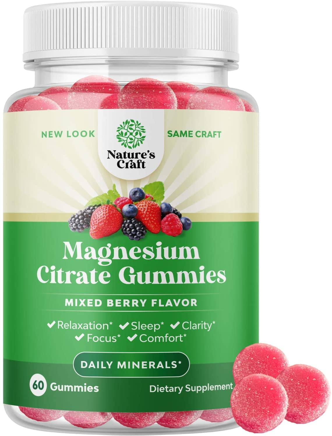 Potent Chewable Magnesium Citrate Gummies - Calming Magnesium Gummies for Women and Men for Stress Anxiety Sleep Support Restless Legs Cramps and Muscle Health - Tasty Non GMO Vegan Gummy Vitamin