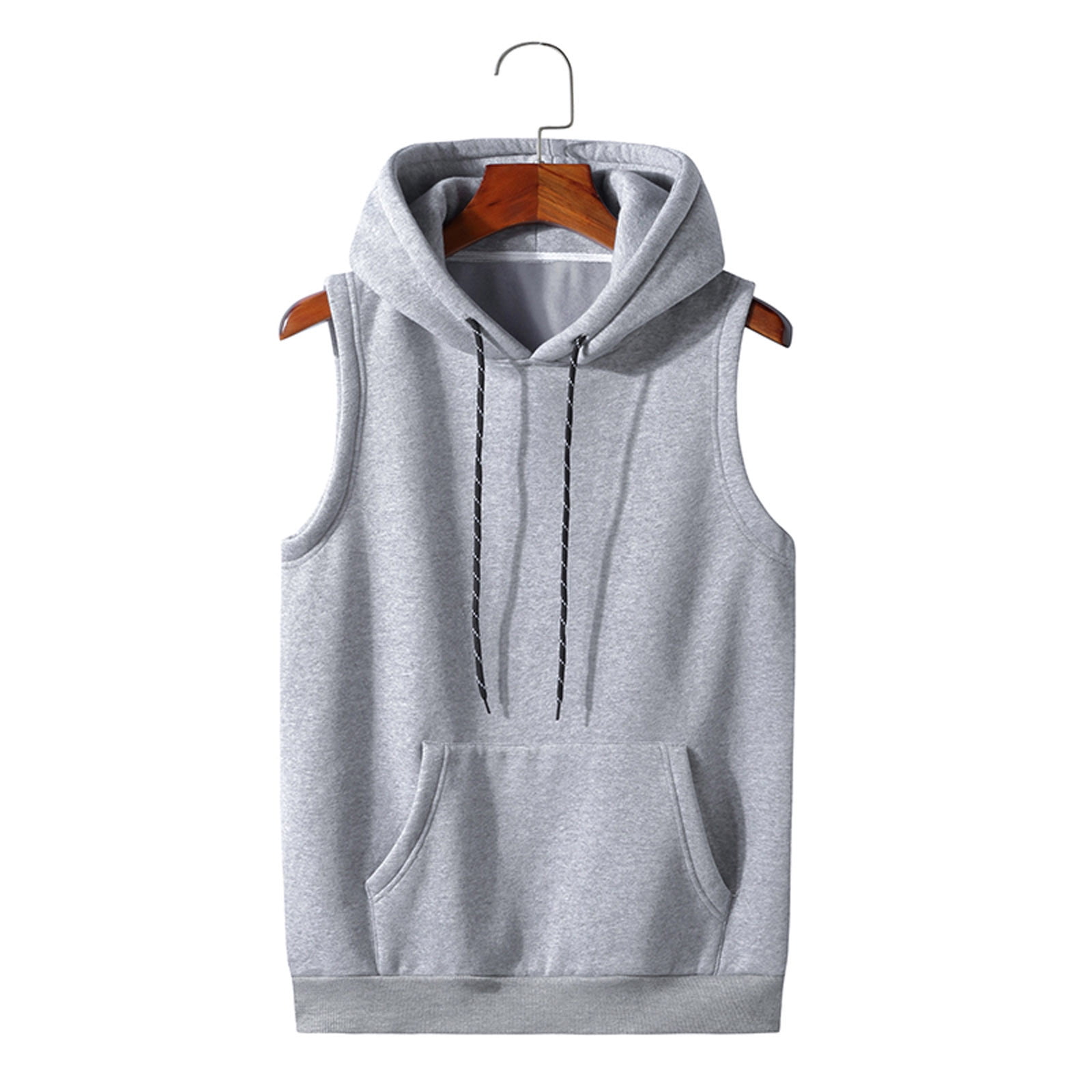 Men Casual PulloverSleeveless Gym Pocket Hooded Vest Sweatshirt Hoodie Walmart