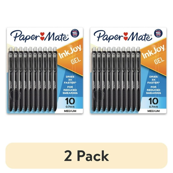 (2 pack) Paper Mate InkJoy Gel Pens, Medium Point, Black, 10 Count