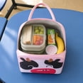 thumbnail image 2 of Cute Cartoon Fox Insulated Lunch Tote Bag for Kids, Pink Animal Print Portable Thermal Cooler Handbag for School Picnic Travel Food Storage, 2 of 7