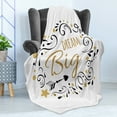 thumbnail image 4 of Dream Soft Flannel Fleece Throw Blanket, Swirls with Arrows and Dots Inspirational Dream Big Calligraphy Illustration, Cozy Plush for Indoor and Outdoor Use, 50" x 70", Pale Brown Black, by Ambesonne, 4 of 5