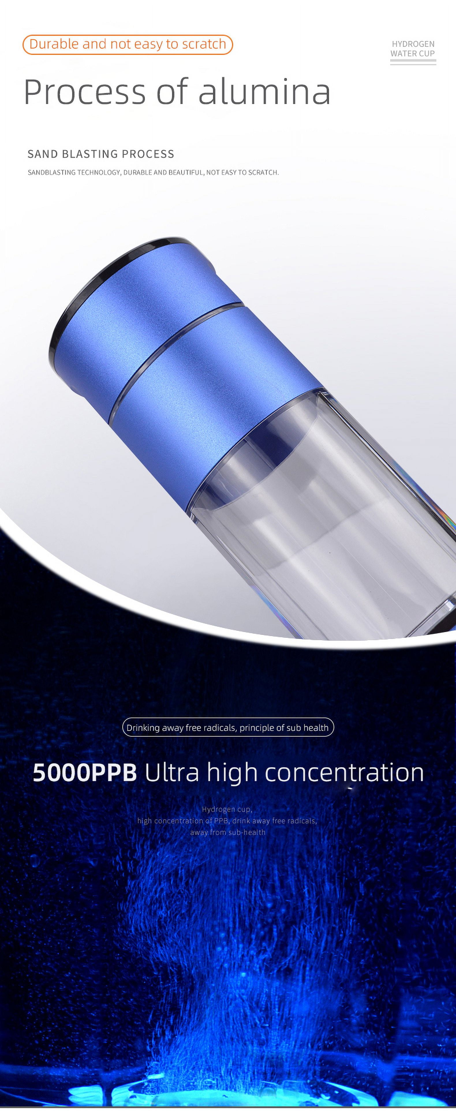 ALKA 210 mL Hydrogen Rich Water Bottle Generator, Portable Water Maker