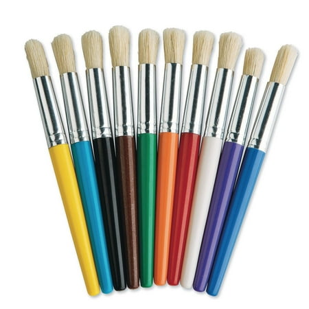 UPC: 0840614101584 | S&S Worldwide Stubby Paint Brushes  Smooth  Colored Handles are Easy to Hold  Soft Natural Bristles  Aluminum Ferrule  Use with All Paints  For Kids & Adults  7-1/2  long x 1/2  diam  Set of 10