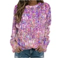 thumbnail image 2 of DPTALR Women's Print Round-Neck Pullover Tops Long Sleeve Comfortable Blouse Sweatshirt, 2 of 5