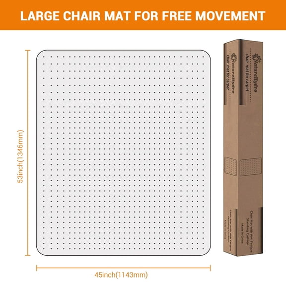 Volkmi Carpet Floors Office Chair Mats, 53" x 45", White