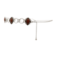 thumbnail image 6 of Women Antique Silver Metal Ethnic Belt Brown Flower Charm S M, 6 of 11