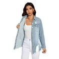 thumbnail image 3 of Women's Distressed Denim Shirt, Button-Up Shirt-S, 3 of 6