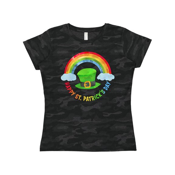 Inktastic Happy St. Patrick's Day Rainbow and Hat Women's T-Shirt