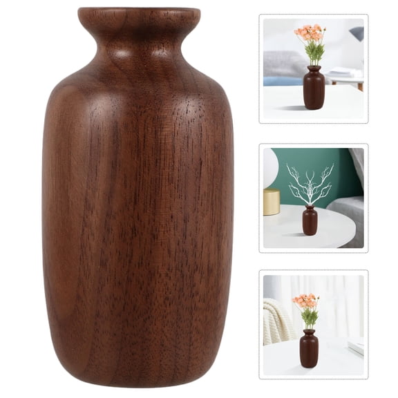WRITWAA Compact Coffee Wood Vase for Table Centerpiece Home Office Decoration