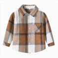 thumbnail image 2 of TOWED22 Toddler Boys Girls Flannel Plaid Shirt Button Down Long Sleeve Jacket Lapel Shacket Coat Tops Casual Outwear,Brown,2-3 Y, 2 of 5