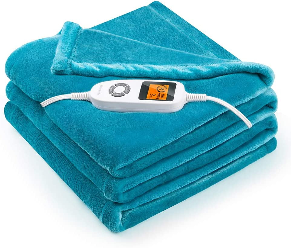 5 Year Warranty Full Size 84x 90 Over-Heat Protection Soft Flannel Fast Heating Blanket 10 Heating Levels & 0.5-12H Auto Off Dual Controllers WOOMER Electric Heated Throw Blanket