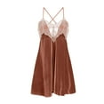 thumbnail image 4 of OSFVNOXV Velvet Chemise Nightgowns for Women Halter Backless Lace Nightdress A-Line Mini Sleep Dress, 4 of 4