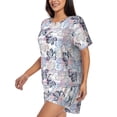 thumbnail image 2 of Fotbe Autumn Leaves Print Pajama Set for Women 2 Piece Loungewear Short Sleeve Tops and Shorts Set Soft Sleepwear-Large, 2 of 7