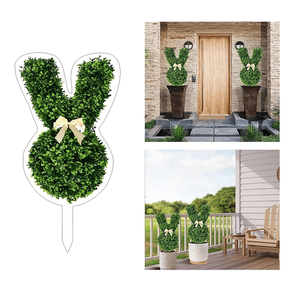 Easter Bunny Tree, Easy to Display, Acrylic, Spring Bunny Decoration, Easter Lawn Accent, Indoor and Outdoor Use, for Lawns, Gardens, Patios, Porches, Courtyards (15.35" 2D Bunny)
