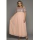 thumbnail image 3 of ABPHQTO Vestido largo de malla de empalme de lentejuelas de manga corta rosa de talla grande para mujer, 3 of 5
