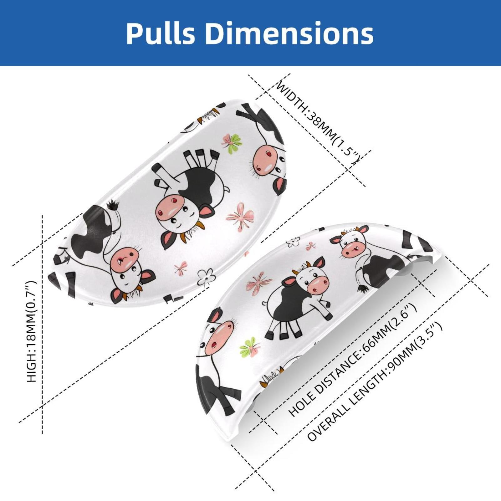 PhooArto 6 Pcs Cup Drawer Pulls, Cute Cows Flower Pattern Shell Shape Handles Cabinet Knobs for Dresser Cupboard Closet Wardrobe with Screws