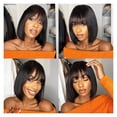thumbnail image 4 of Machine Made Sew in Short Wig with Bangs Human Hair Wigs Brazilian Straight wig with Bang for Women Glueless Wigs, 4 of 6